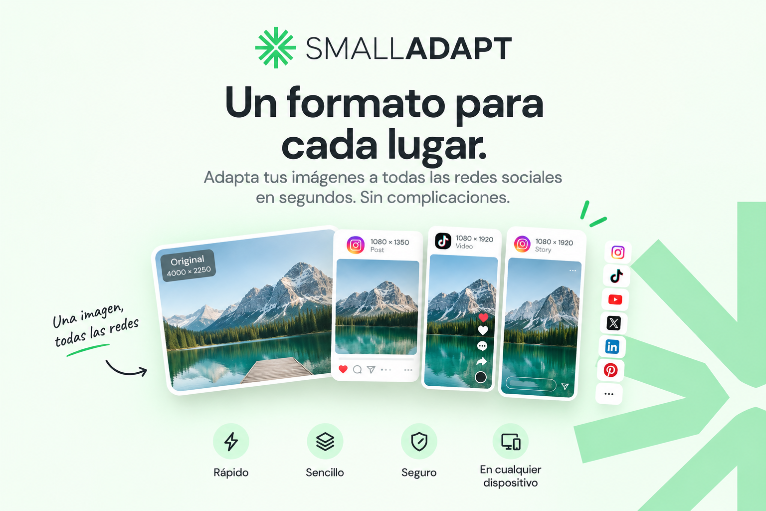 SmallAdapt: una imagen original adaptada a formatos de Instagram, TikTok y YouTube al mismo tiempo